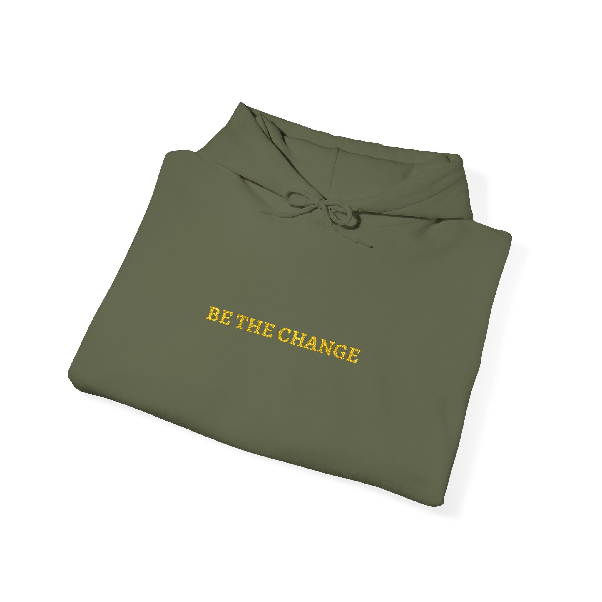 BE THE CHANGE Gold Embroidered Modern-Classic Minimalist Hoodie