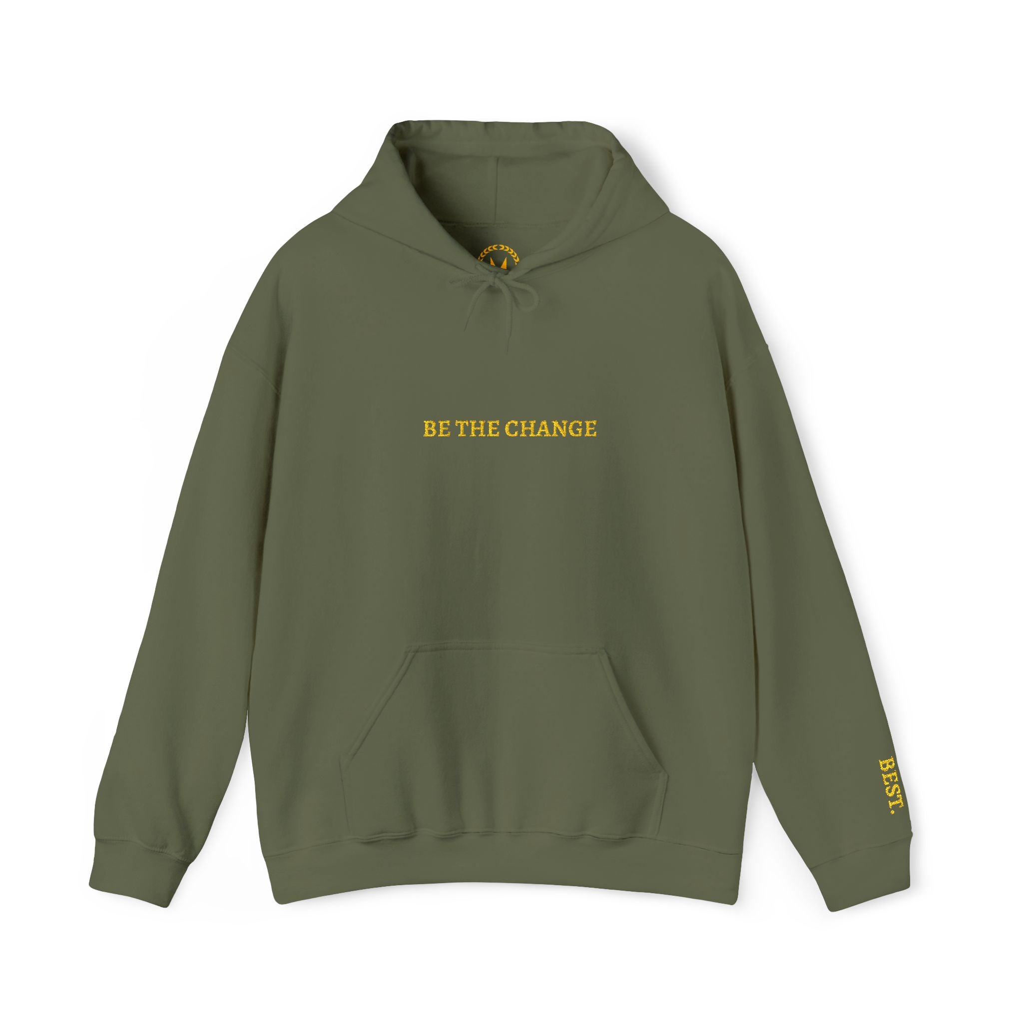 BE THE CHANGE Gold Embroidered Modern-Classic Minimalist Hoodie