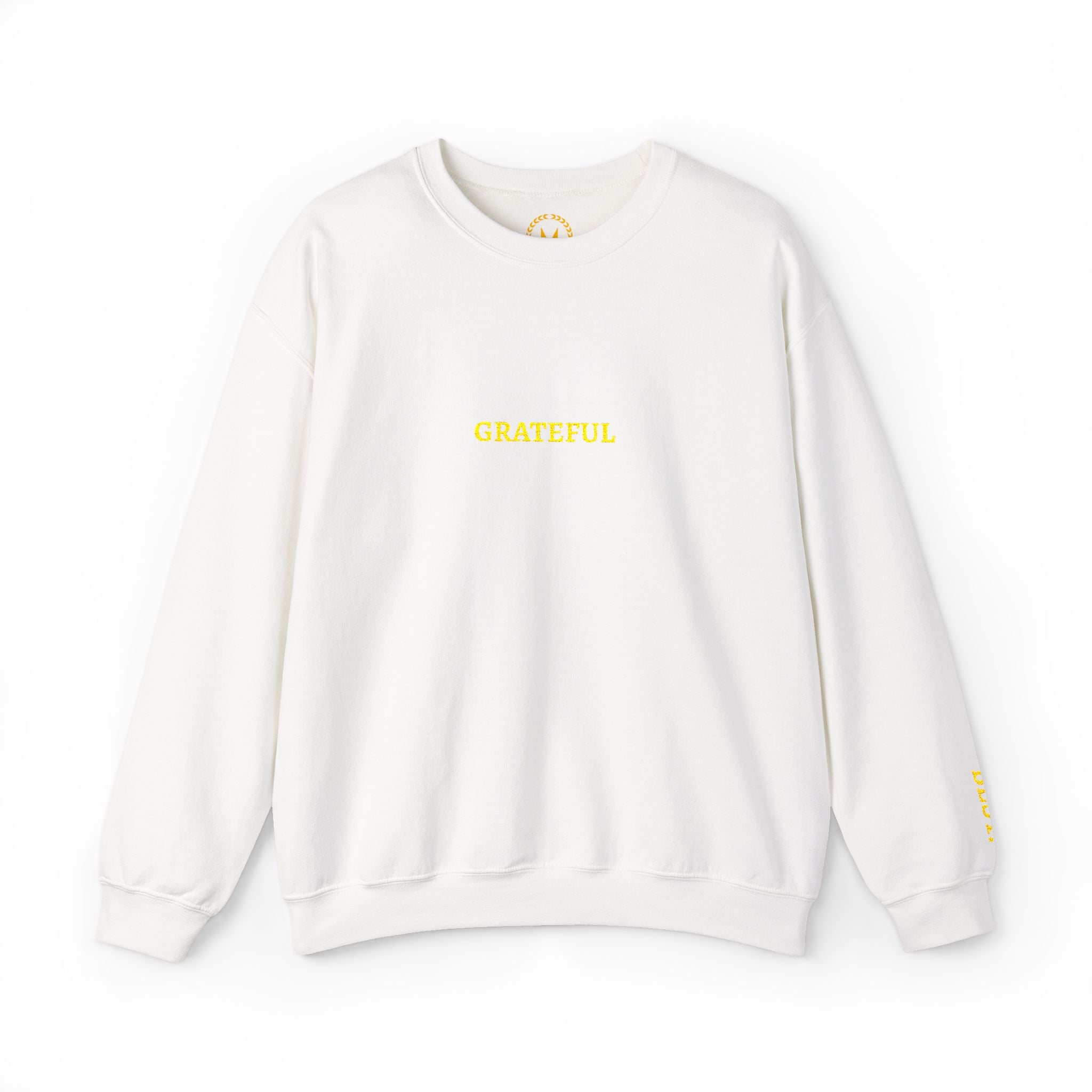 GRATEFUL Gold Embroidered Modern-Classic Minimalist Sweater