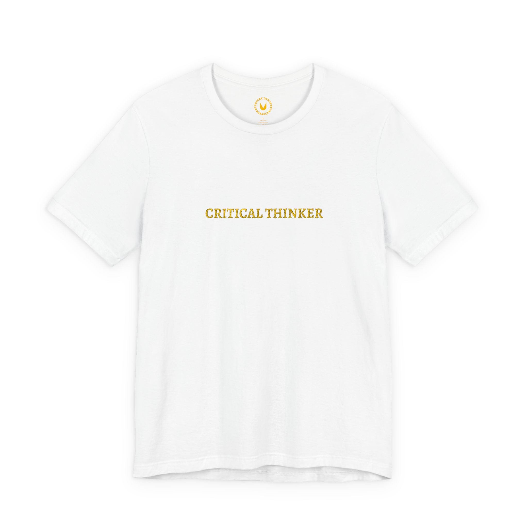 CRITICAL THINKER Gold Embroidered Modern-Classic Minimalist Tee