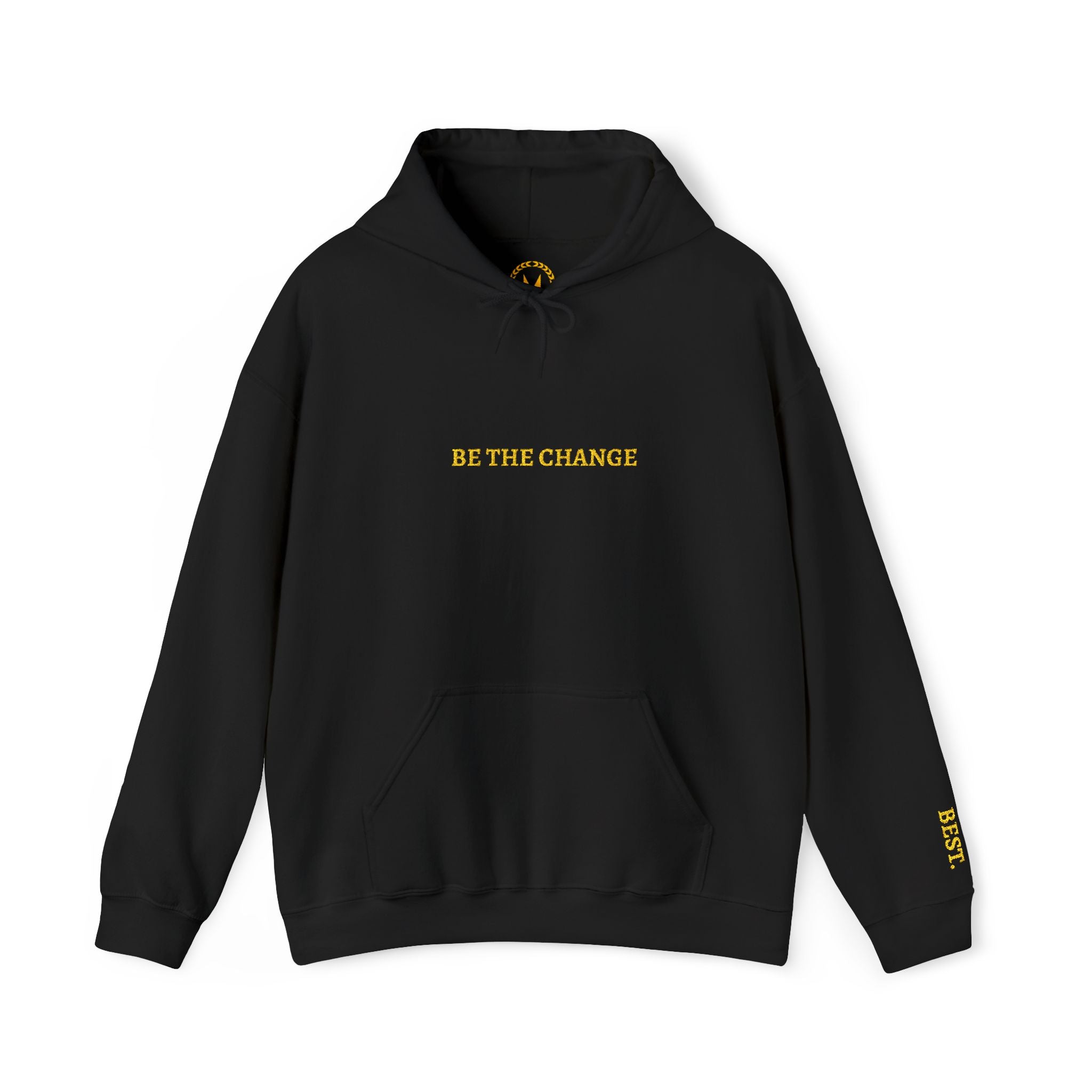 BE THE CHANGE Gold Embroidered Modern-Classic Minimalist Hoodie
