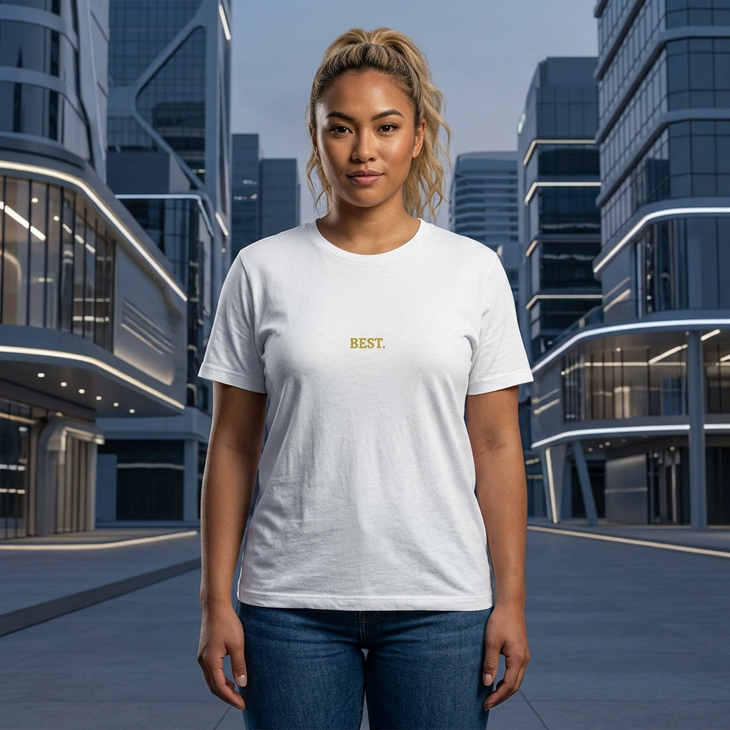 BEST. Gold Embroidered Modern-Classic Minimalist T-Shirt