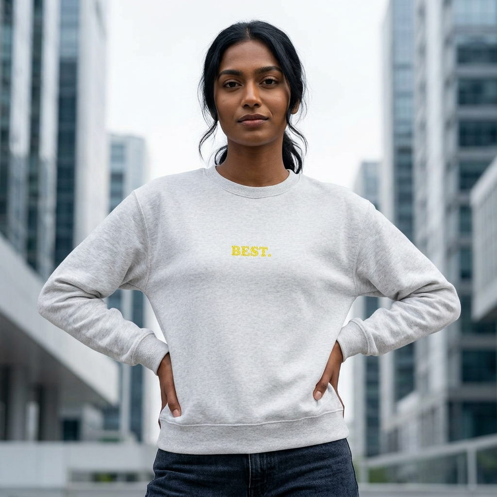 BEST. Gold Embroidered Modern-Classic Minimalist Sweatshirt