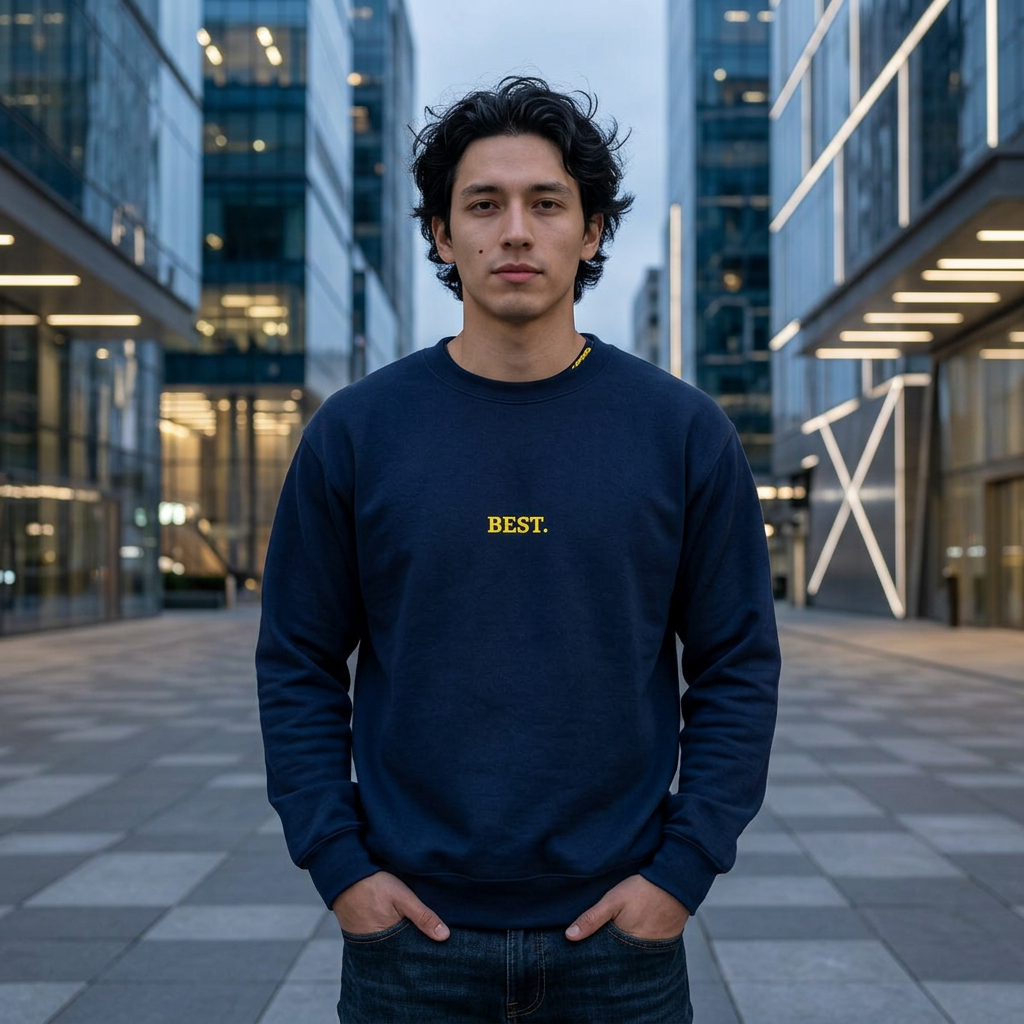 BEST. Gold Embroidered Modern-Classic Minimalist Sweatshirt