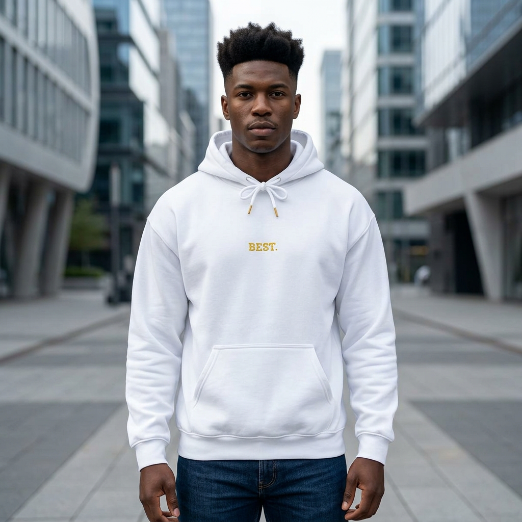 BEST. Gold Embroidered Modern-Classic Minimalist Hoodie