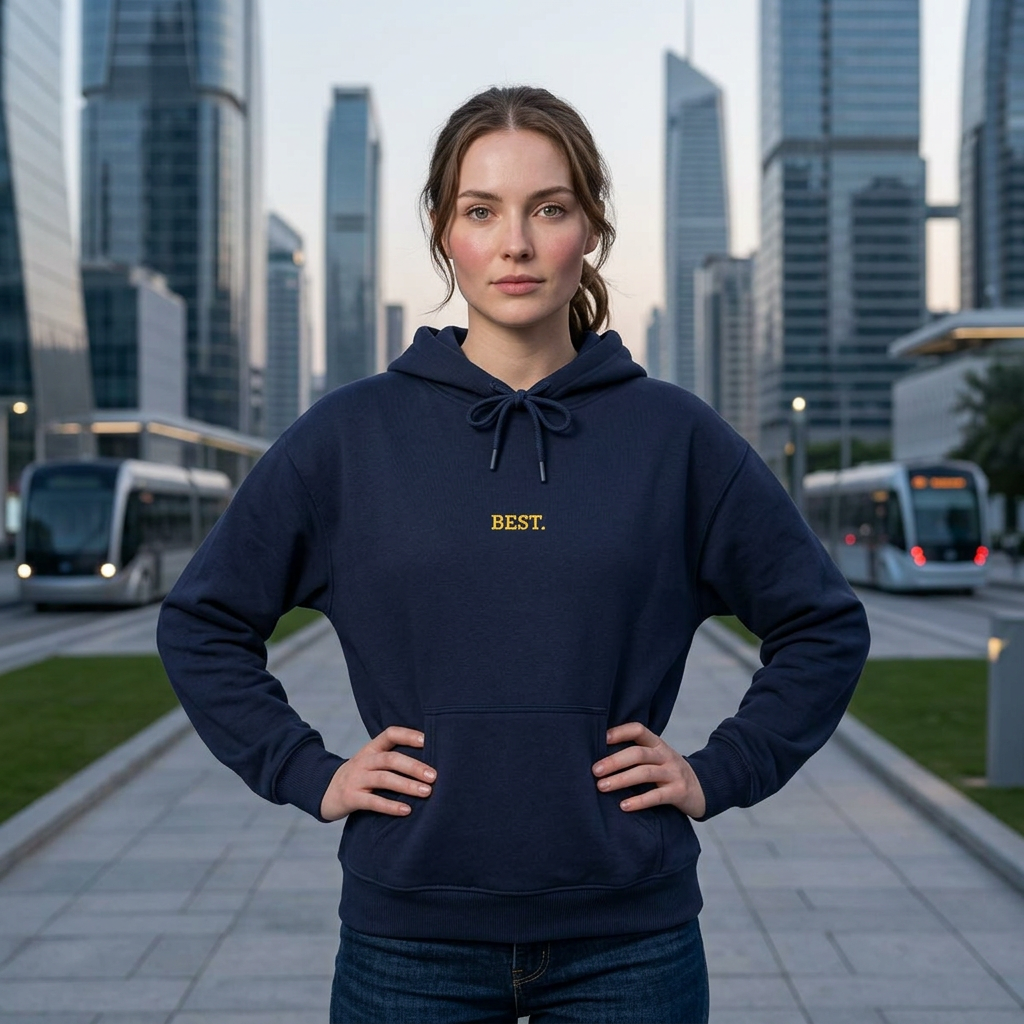 BEST. Gold Embroidered Modern-Classic Minimalist Hoodie