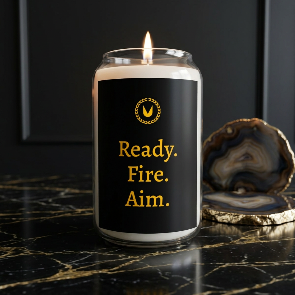 Ready. Fire. Aim. Scented Soy Candle