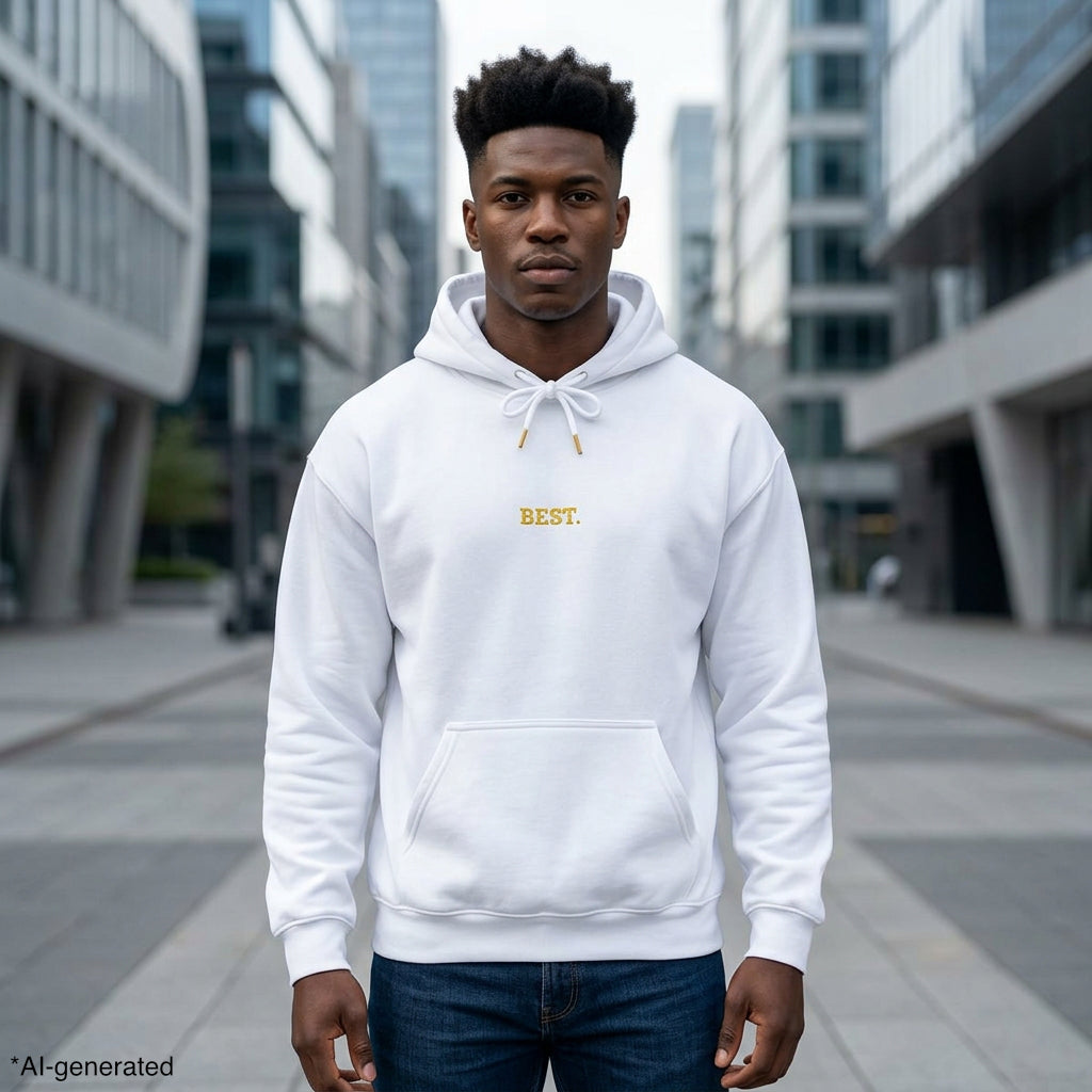 BEST. Gold Embroidered Modern-Classic Minimalist Hoodie