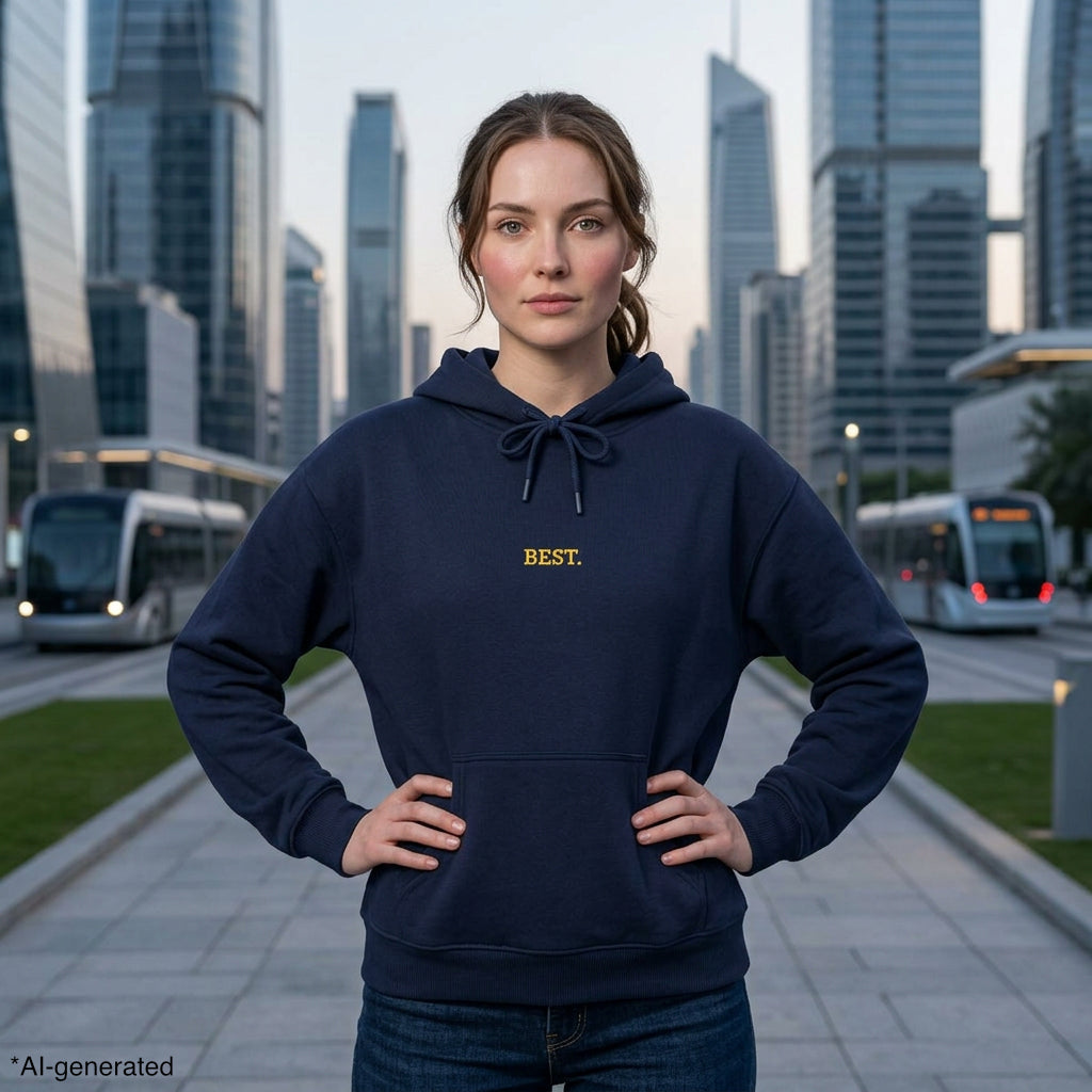 BEST. Gold Embroidered Modern-Classic Minimalist Hoodie