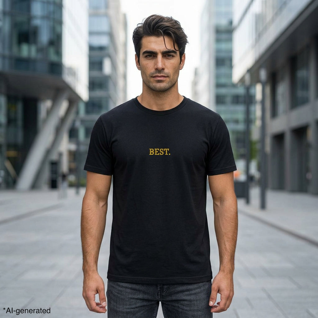 BEST. Gold Embroidered Modern-Classic Minimalist T-Shirt