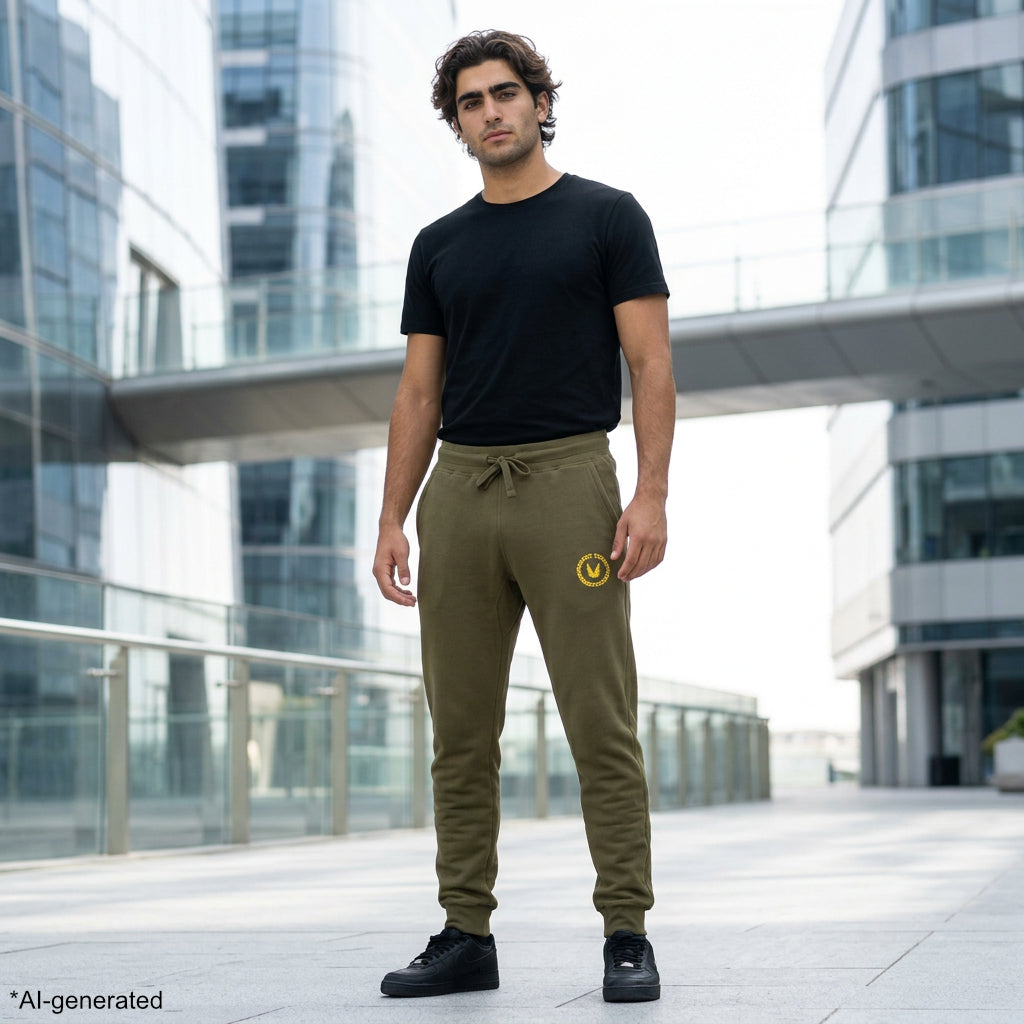 Modern-Classic Minimalist Joggers with Gold Embroidered ULC Emblem