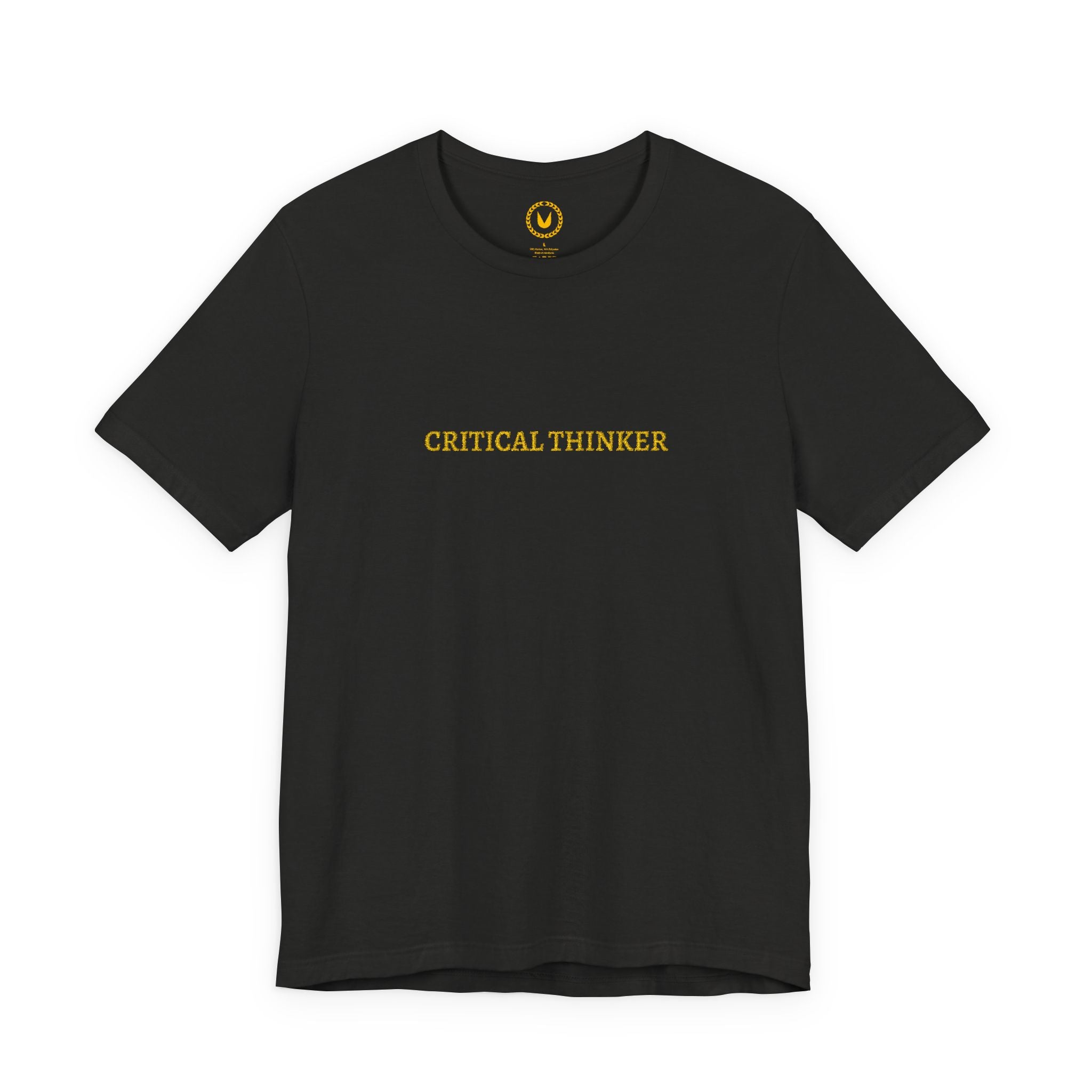 CRITICAL THINKER Gold Embroidered Modern-Classic Minimalist Tee