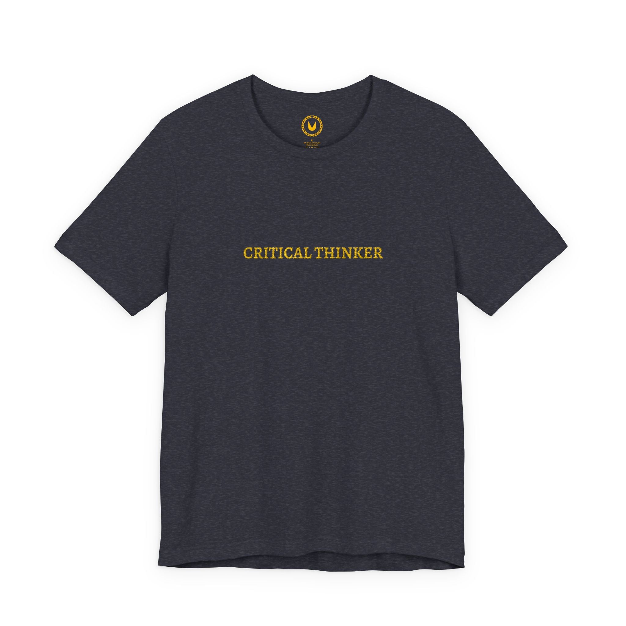 CRITICAL THINKER Gold Embroidered Modern-Classic Minimalist Tee