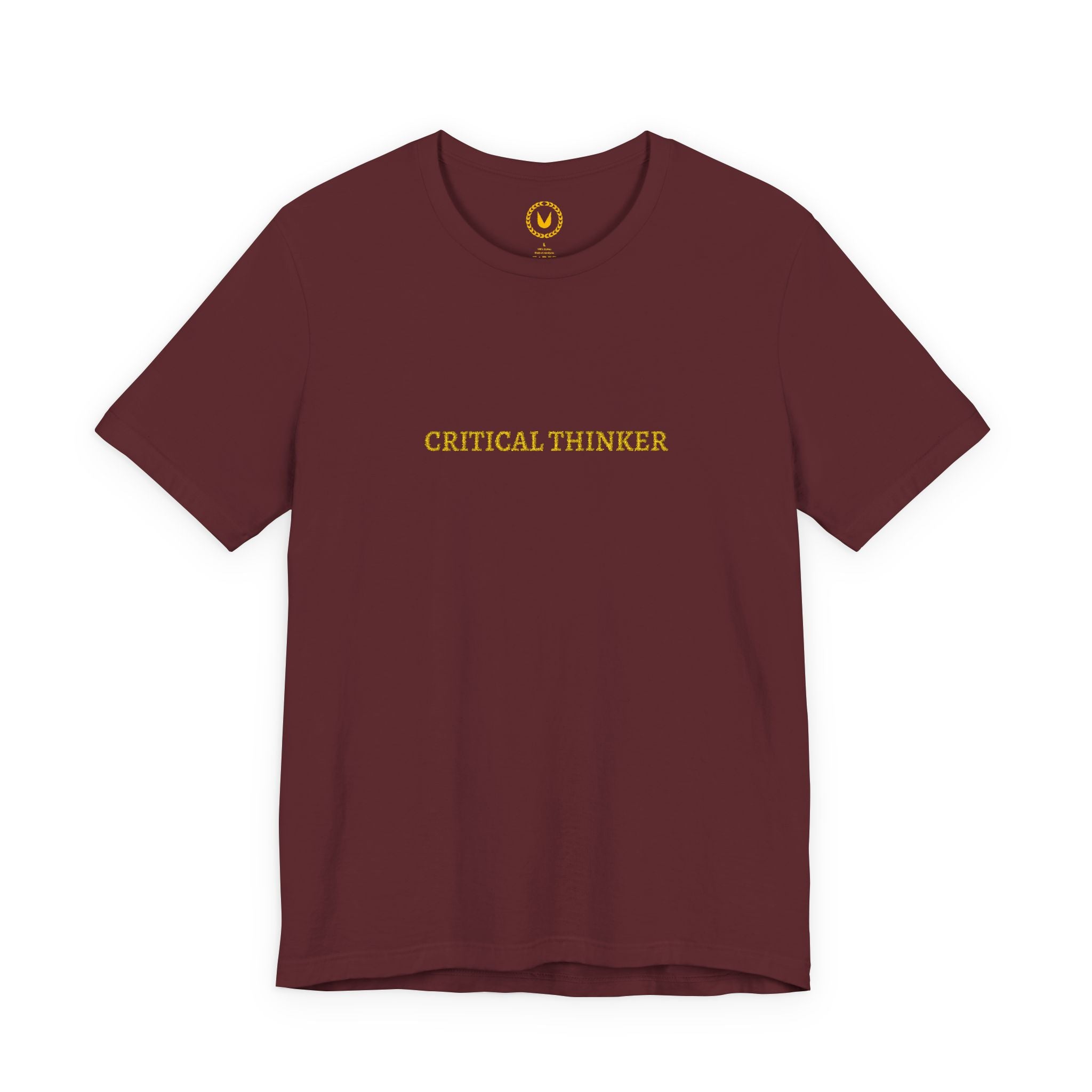 CRITICAL THINKER Gold Embroidered Modern-Classic Minimalist Tee
