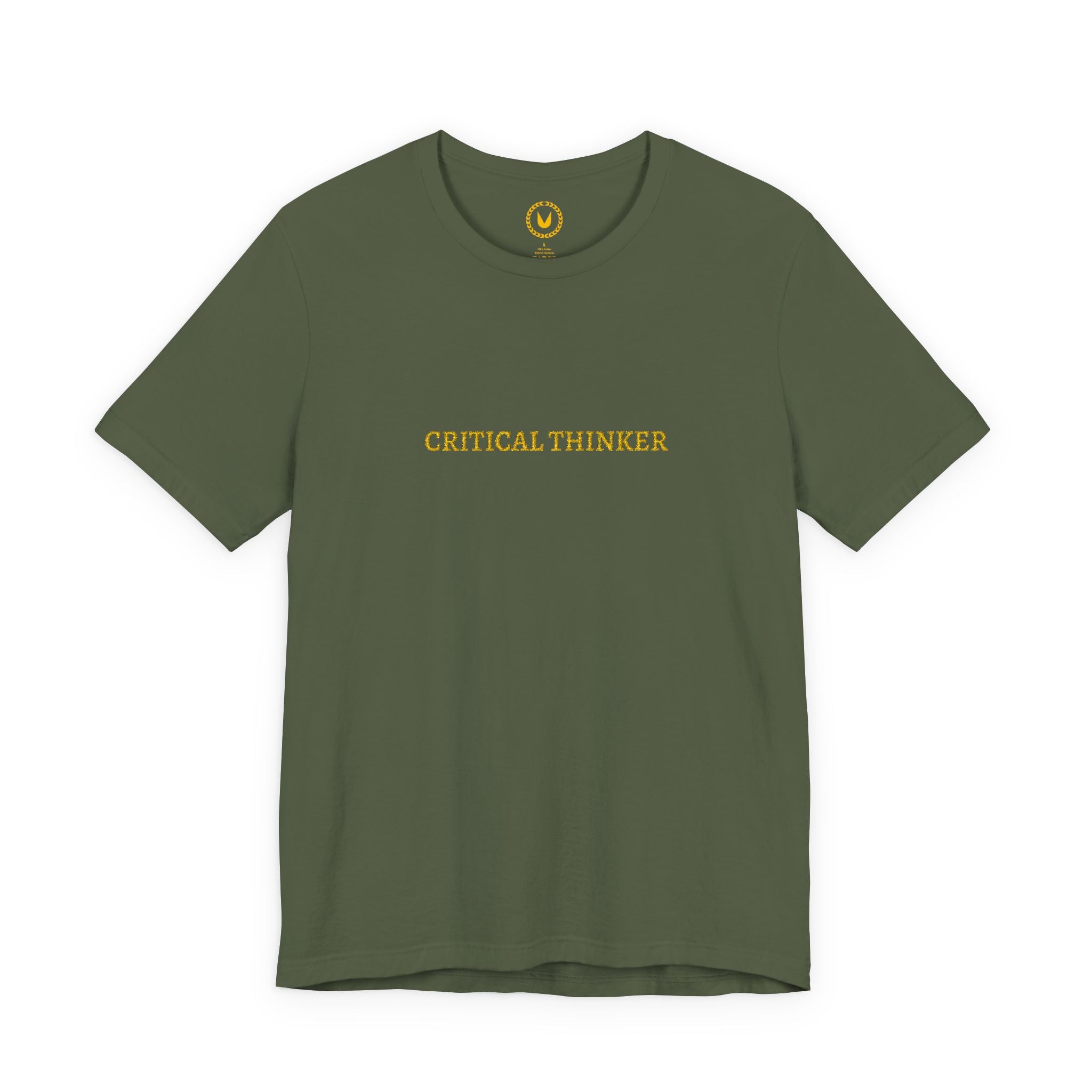 CRITICAL THINKER Gold Embroidered Modern-Classic Minimalist Tee