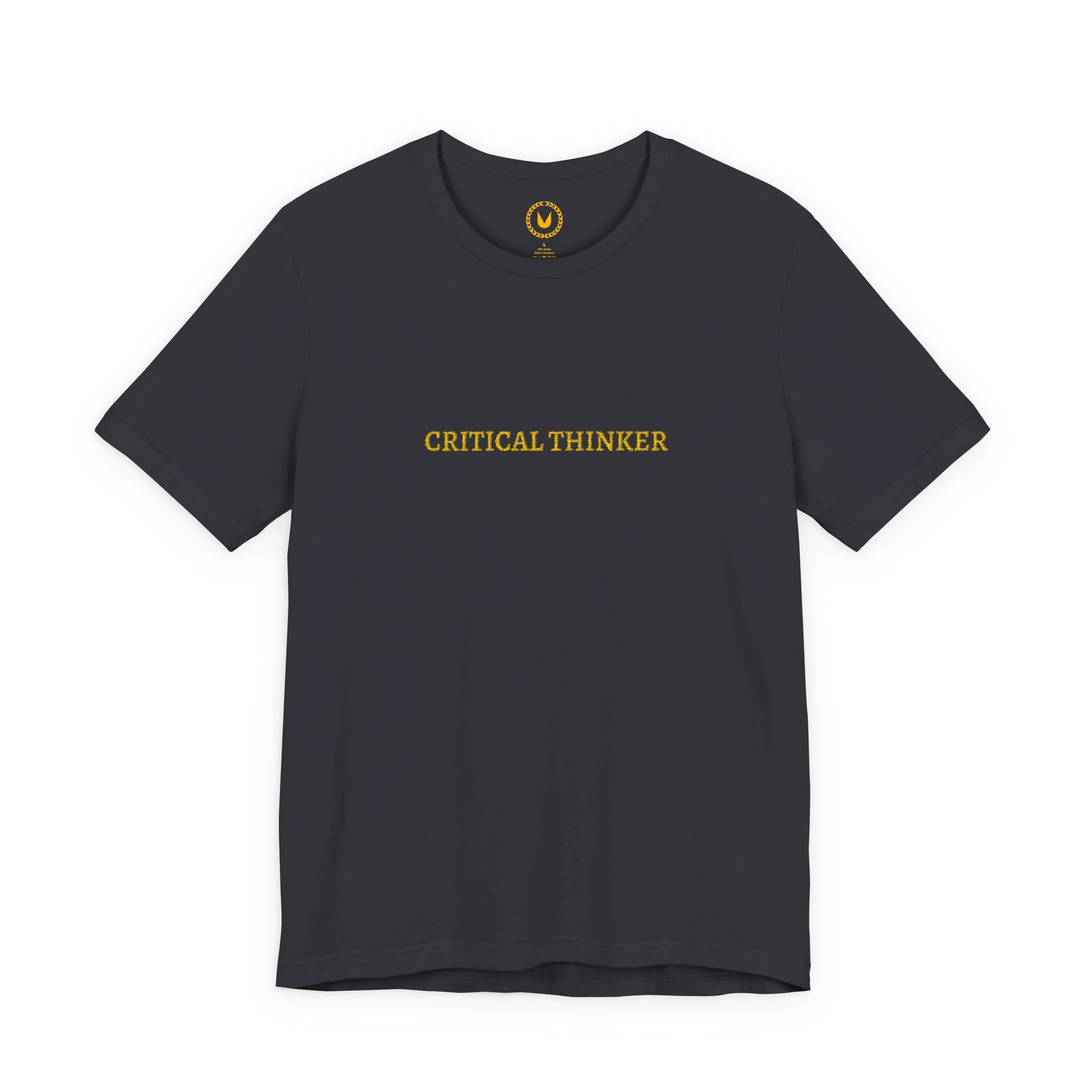 CRITICAL THINKER Gold Embroidered Modern-Classic Minimalist Tee