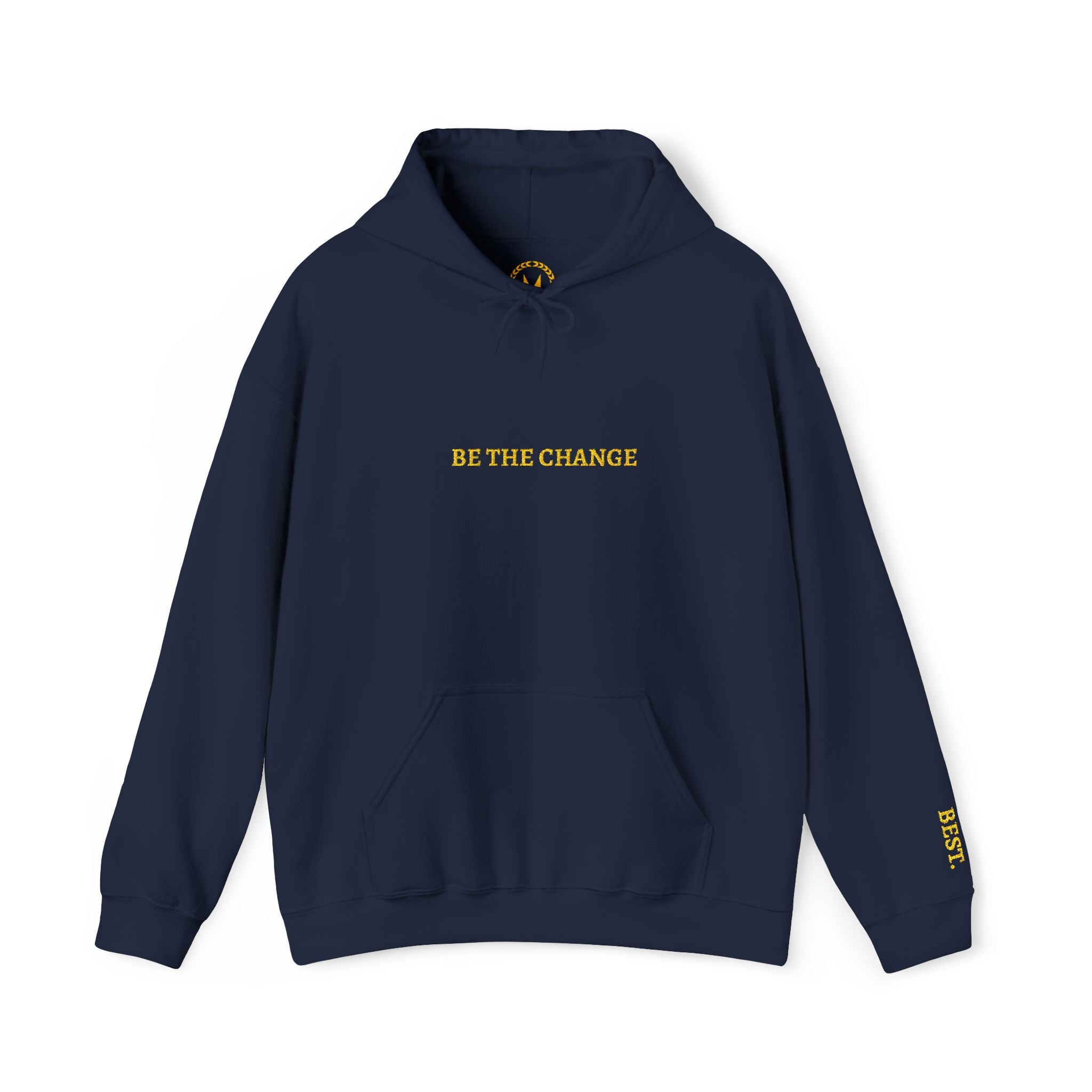 BE THE CHANGE Gold Embroidered Modern-Classic Minimalist Hoodie